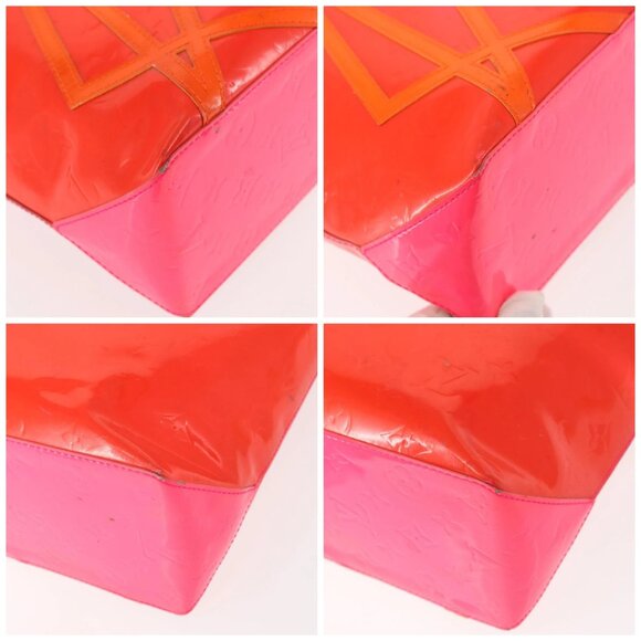 LOUIS VUITTON Monogram Vernis Fluo Reade MM Hand Bag Pink M91900 LV Auth 144619 - Picture 16 of 16